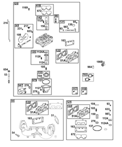Carburetor Group Diagram and Parts List for 44T977-0055-B5 400000 - 699999 Briggs and Stratton Engine